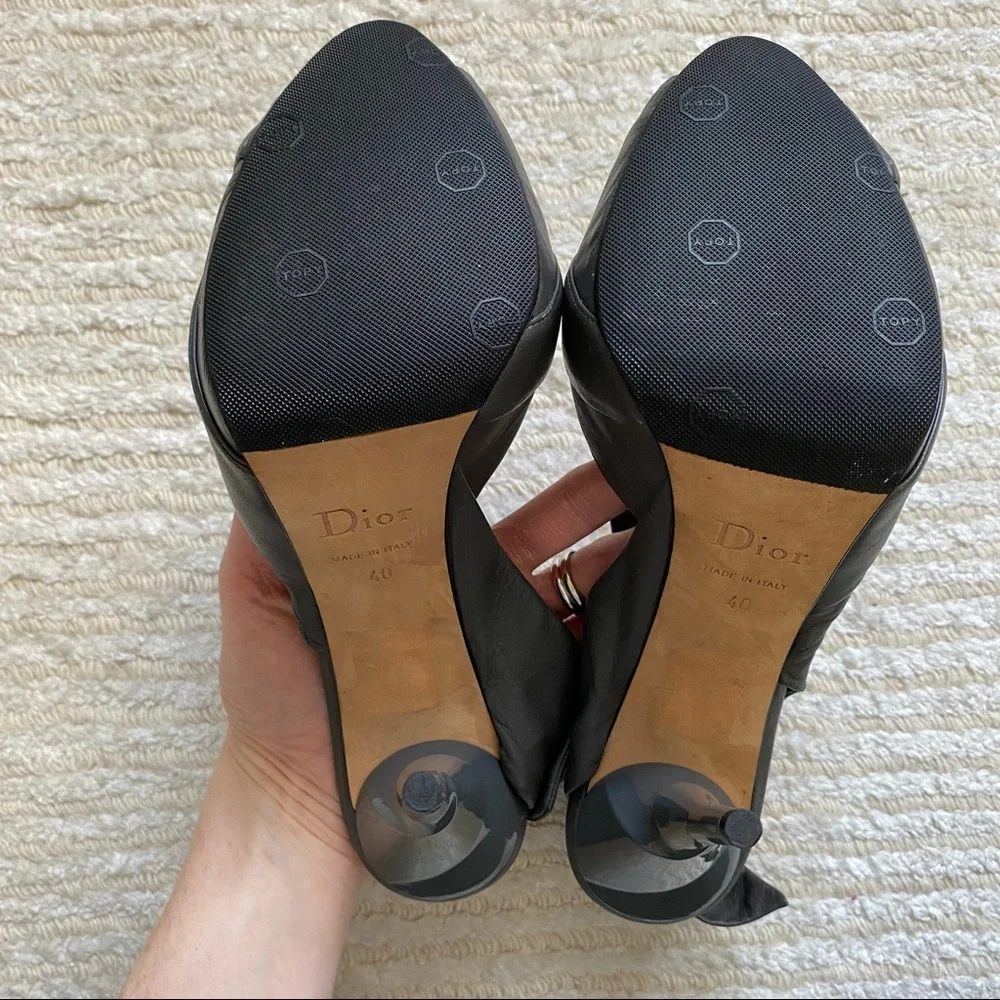 Christian Dior grey leather sling back heels